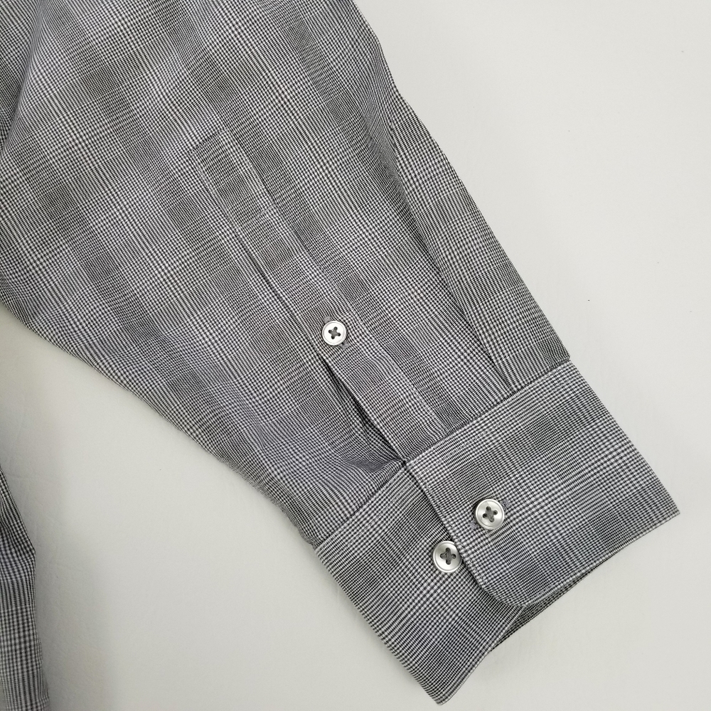 Calvin Klein shirt mens gray glen check plaid regular fit size XL 17 34/35 - Picture 5 of 7